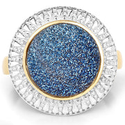Bids.com 4.90 Carat Genuine Cobalt Blue Drusy .925 Sterling Silver Ring Rings