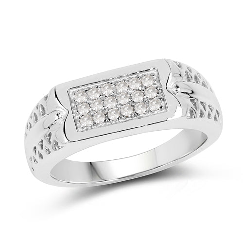 Bids.com 0.27 Carat Genuine White Diamond .925 Sterling Silver Ring Rings