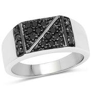 Bids.com 0.35 Carat Genuine Black Diamond .925 Sterling Silver Ring Rings