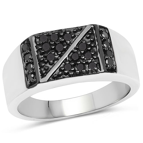 Bids.com 0.35 Carat Genuine Black Diamond .925 Sterling Silver Ring Rings