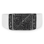 Bids.com 0.35 Carat Genuine Black Diamond .925 Sterling Silver Ring Rings