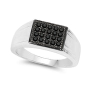 Bids.com 0.30 Carat Genuine Black Diamond .925 Sterling Silver Ring Rings