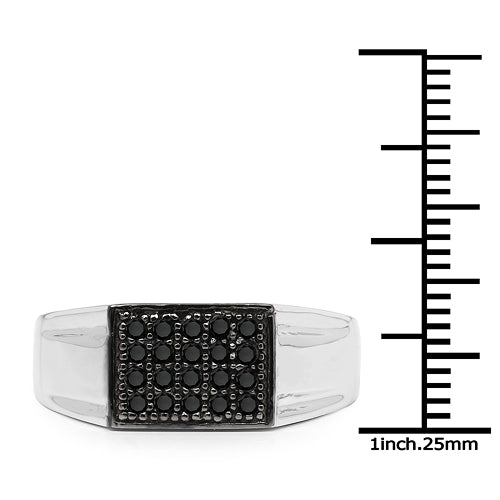 Bids.com 0.30 Carat Genuine Black Diamond .925 Sterling Silver Ring Rings