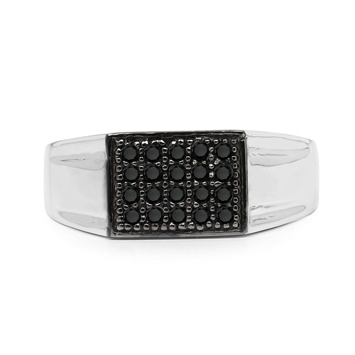 Bids.com 0.30 Carat Genuine Black Diamond .925 Sterling Silver Ring Rings