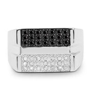 Bids.com 0.64 Carat Genuine Black Diamond and White Diamond .925 Sterling Silver Ring Rings