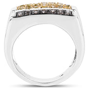 Bids.com 0.63 Carat Genuine Champagne Diamond and Yellow Diamond .925 Sterling Silver Ring Rings