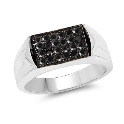 Bids.com 0.42 Carat Genuine Black Diamond .925 Sterling Silver Ring Rings