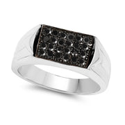Bids.com 0.42 Carat Genuine Black Diamond .925 Sterling Silver Ring Rings