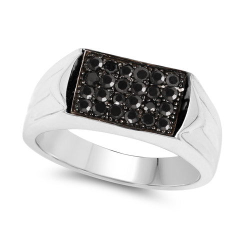 Bids.com 0.42 Carat Genuine Black Diamond .925 Sterling Silver Ring Rings
