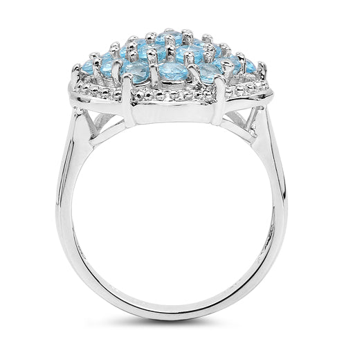 Bids.com 1.90 Carat Genuine Swiss Blue Topaz .925 Sterling Silver Ring Rings