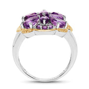 Bids.com Two Tone Plated 2.66 Carat Genuine Amethyst .925 Sterling Silver Ring Rings