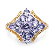 Bids.com Two Tone Plated 1.67 Carat Genuine Tanzanite .925 Sterling Silver Ring Rings