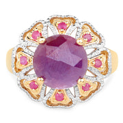 Bids.com 14K Yellow Gold Plated 5.55 Carat Genuine Pink Sapphire & Ruby .925 Sterling Silver Ring Rings
