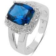 Bids.com 3.64 Carat Genuine London Blue Topaz and White Topaz .925 Sterling Silver Ring Rings