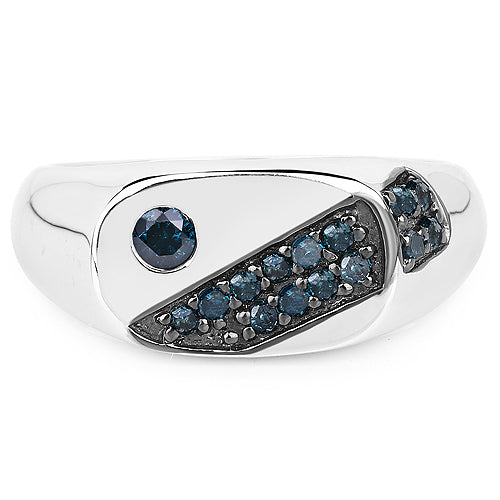 Bids.com 0.31 Carat Genuine Blue Diamond .925 Sterling Silver Ring Rings