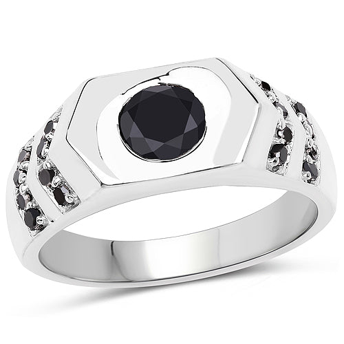Bids.com 1.53 Carat Genuine Black Diamond .925 Sterling Silver Ring Rings