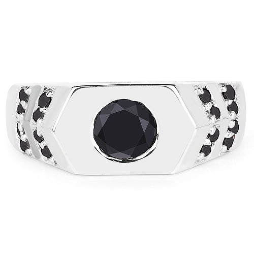 Bids.com 1.53 Carat Genuine Black Diamond .925 Sterling Silver Ring Rings