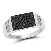 Bids.com 0.55 Carat Genuine Black Diamond and White Diamond .925 Sterling Silver Ring Rings