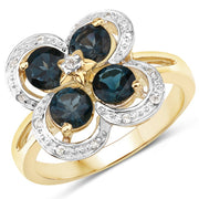 Bids.com 1.76 Carat Genuine London Blue Topaz and White Topaz .925 Sterling Silver Ring Rings
