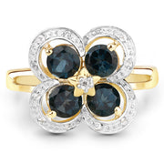 Bids.com 1.76 Carat Genuine London Blue Topaz and White Topaz .925 Sterling Silver Ring Rings