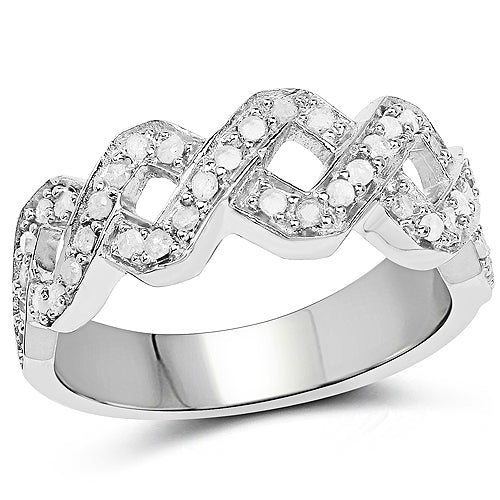 Bids.com 0.40 Carat Genuine White Diamond .925 Sterling Silver Ring Rings