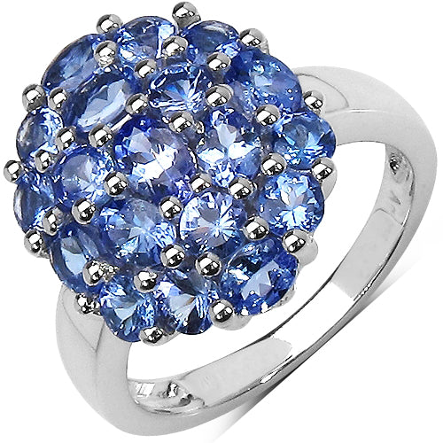 Bids.com Two Tone Plated 2.54 Carat Genuine Tanzanite .925 Sterling Silver Ring Rings