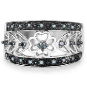 Bids.com 0.31 Carat Genuine Blue Diamond .925 Sterling Silver Ring Rings