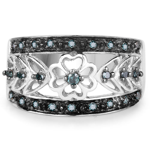 Bids.com 0.31 Carat Genuine Blue Diamond .925 Sterling Silver Ring Rings
