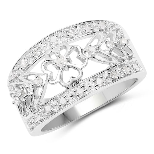 Bids.com 0.31 Carat Genuine White Diamond .925 Sterling Silver Ring Rings