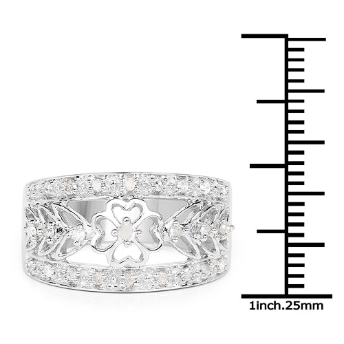 Bids.com 0.31 Carat Genuine White Diamond .925 Sterling Silver Ring Rings