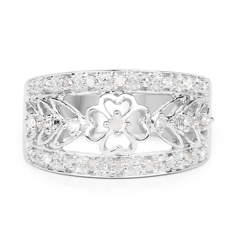 Bids.com 0.31 Carat Genuine White Diamond .925 Sterling Silver Ring Rings