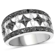 Bids.com 0.29 Carat Genuine Black Diamond .925 Sterling Silver Ring Rings