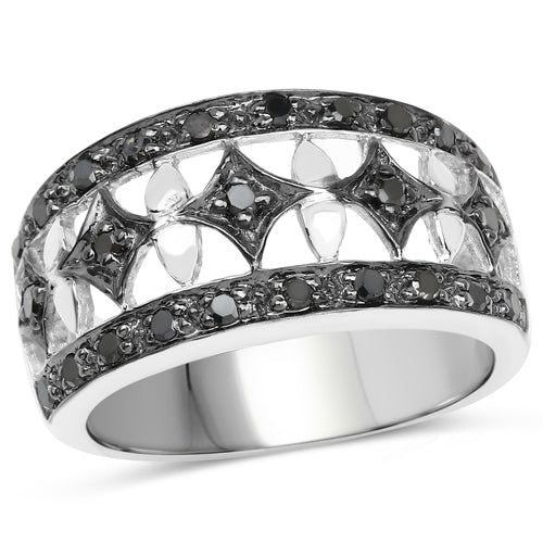 Bids.com 0.29 Carat Genuine Black Diamond .925 Sterling Silver Ring Rings