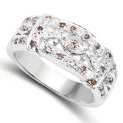 Bids.com 0.32 Carat Genuine Champagne Diamond .925 Sterling Silver Ring Rings