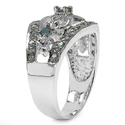 Bids.com 0.47 Carat Genuine Blue Diamond .925 Sterling Silver Ring Rings