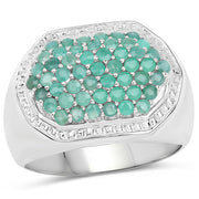 Bids.com 1.43 Carat Genuine Emerald .925 Sterling Silver Ring Rings