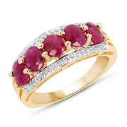 Bids.com 14K Yellow Gold Plated 1.90 Carat Genuine Ruby .925 Sterling Silver Ring Rings