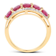 Bids.com 14K Yellow Gold Plated 1.90 Carat Genuine Ruby .925 Sterling Silver Ring Rings
