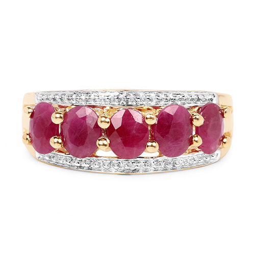 Bids.com 14K Yellow Gold Plated 1.90 Carat Genuine Ruby .925 Sterling Silver Ring Rings