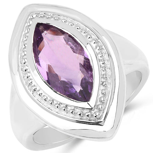 Bids.com 2.00 Carat Genuine Amethyst .925 Sterling Silver Ring Rings