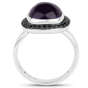 Bids.com 5.25 Carat Genuine Amethyst & Black Spinel .925 Sterling Silver Ring Rings