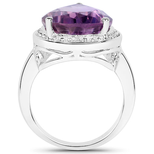 Bids.com 9.00 Carat Genuine Amethyst .925 Sterling Silver Ring Rings