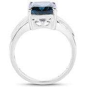 Bids.com 3.50 Carat Genuine London Blue Topaz .925 Sterling Silver Ring Rings