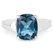 Bids.com 3.50 Carat Genuine London Blue Topaz .925 Sterling Silver Ring Rings