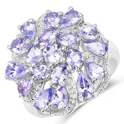 Bids.com 3.35 Carat Genuine Tanzanite .925 Sterling Silver Ring Rings