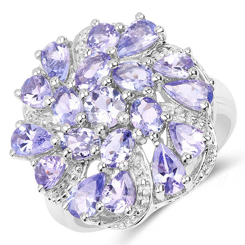 Bids.com 3.35 Carat Genuine Tanzanite .925 Sterling Silver Ring Rings