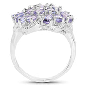Bids.com 3.35 Carat Genuine Tanzanite .925 Sterling Silver Ring Rings