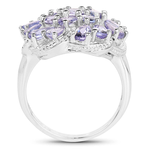 Bids.com 3.35 Carat Genuine Tanzanite .925 Sterling Silver Ring Rings