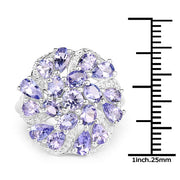 Bids.com 3.35 Carat Genuine Tanzanite .925 Sterling Silver Ring Rings