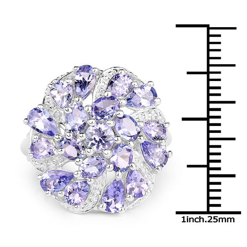 Bids.com 3.35 Carat Genuine Tanzanite .925 Sterling Silver Ring Rings